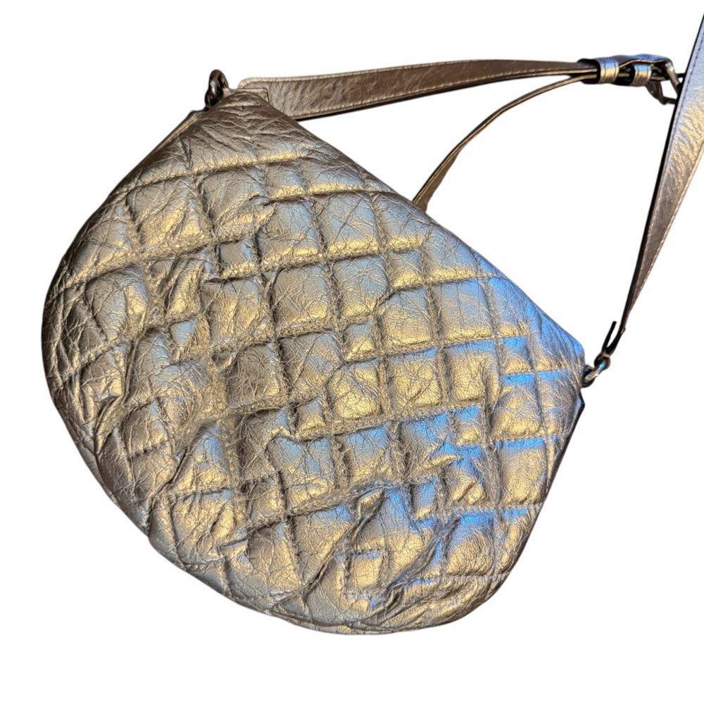 Marc by Marc Jacobs Metallic Quilted Natasha Crossbody Bag Silver Leather Purse - Picture 4 of 7